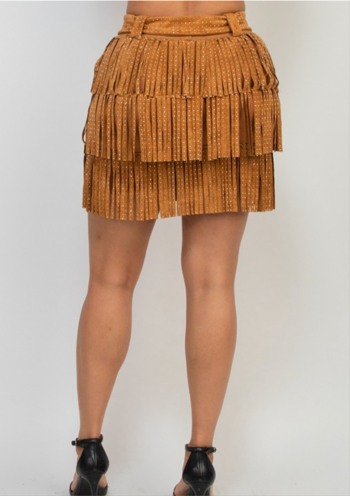 Rhinestone Fringe Mini Skirt