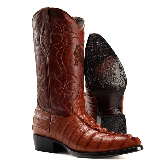 MEN'S CAIMAN J TOE COWBOY BOOTS AND BELT COMBO