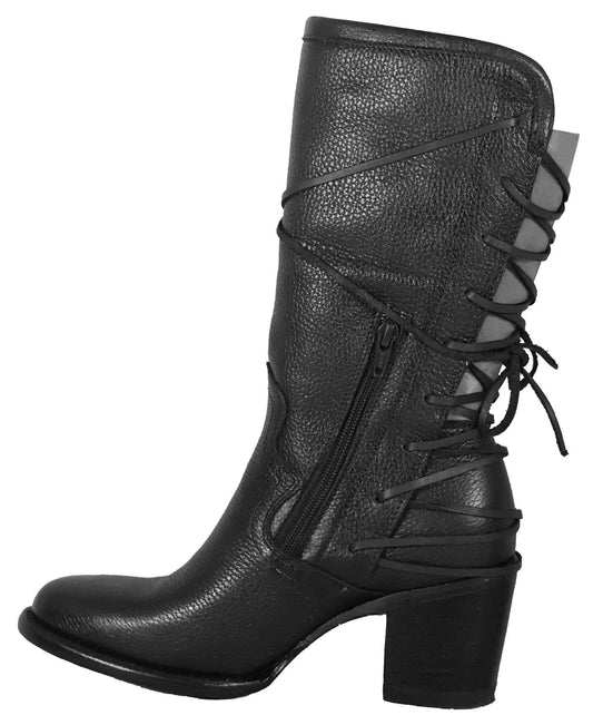 Juliet| All Leather Round Boots (Black )