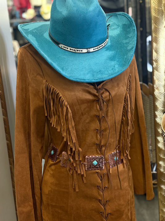 Nashville| Fringe Lace Up Mini Dress