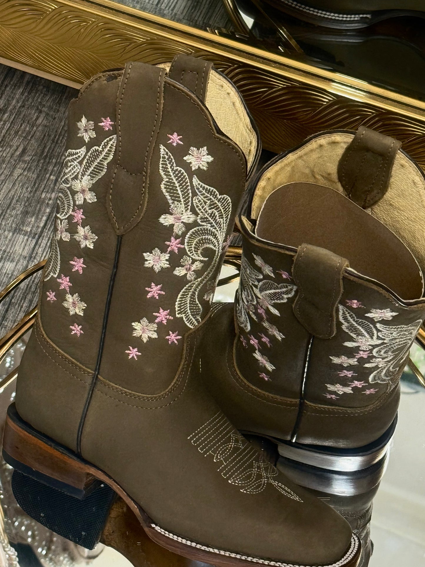 Sarahi | Pink Square Toe Boots