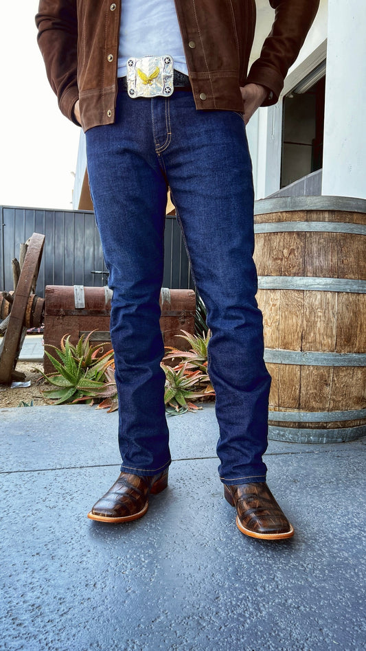 MEN'S ALLIGATOR LEATHER SQUARE TOE COWBOY BOOTS