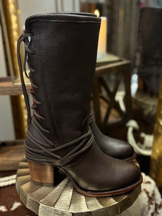 Juliet| All Leather Round Boots (Brown)