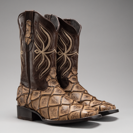 MEN'S PIRARUCU MONSTER FISH SQUARE TOE COWBOY BOOTS