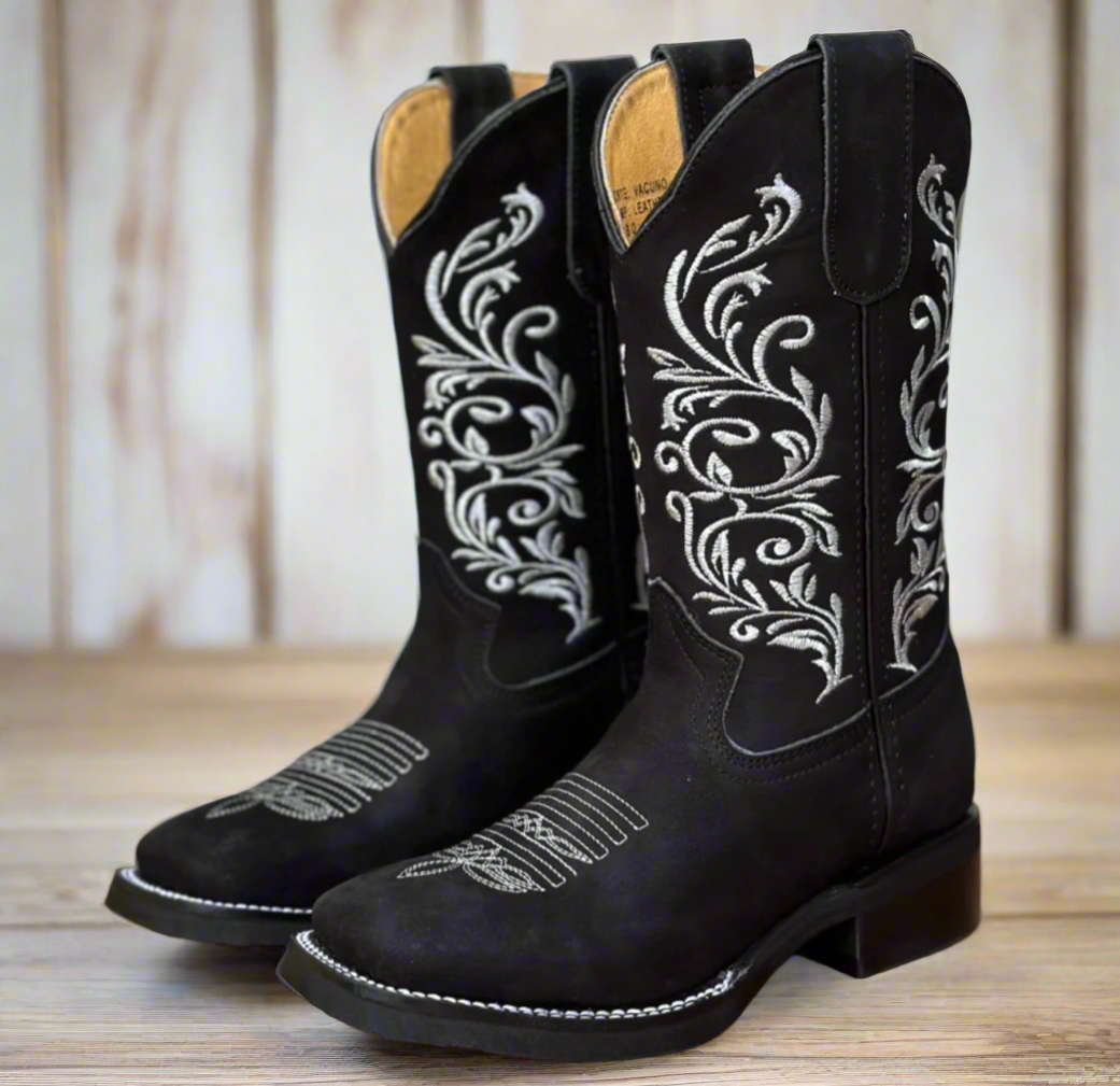 SB-430 BLACK - WESTERN BOOTS WITH RUBBER SOLE FOR WOMEN