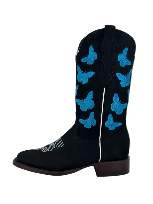 Blue Butterfly Cowgirl Boots
