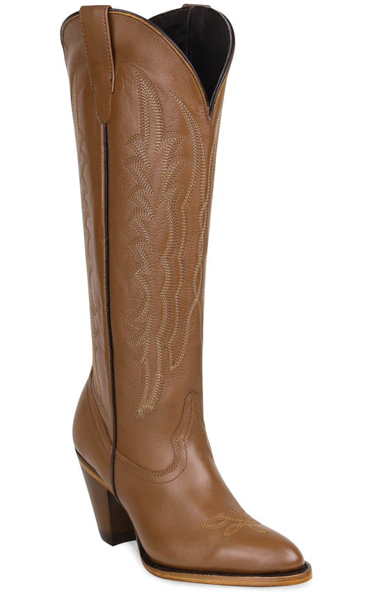 Destiny |All Leather Snip Toe Knee High Boots (Honey)