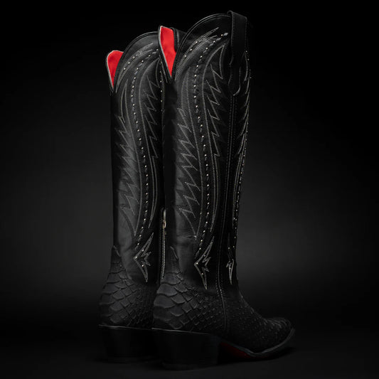 WOMEN'S SAVAGE BELLE PYTHON TRIBUTE SNIP TOE BLACK