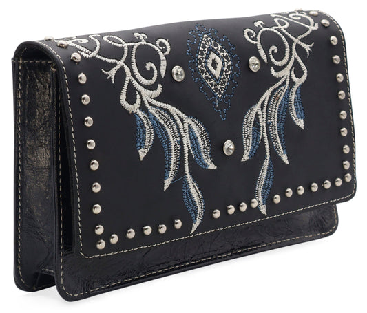 Silverton Mary All Leather Western Clutch Bag (Black)