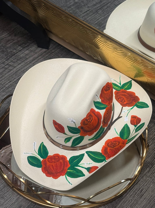 Rosa| Hand Painted Hat