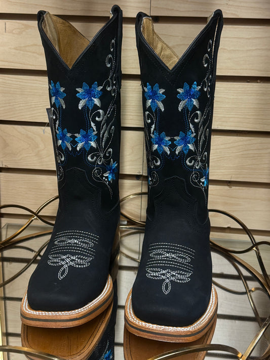 Celeste| Black Womens Westen Boots Square Toe