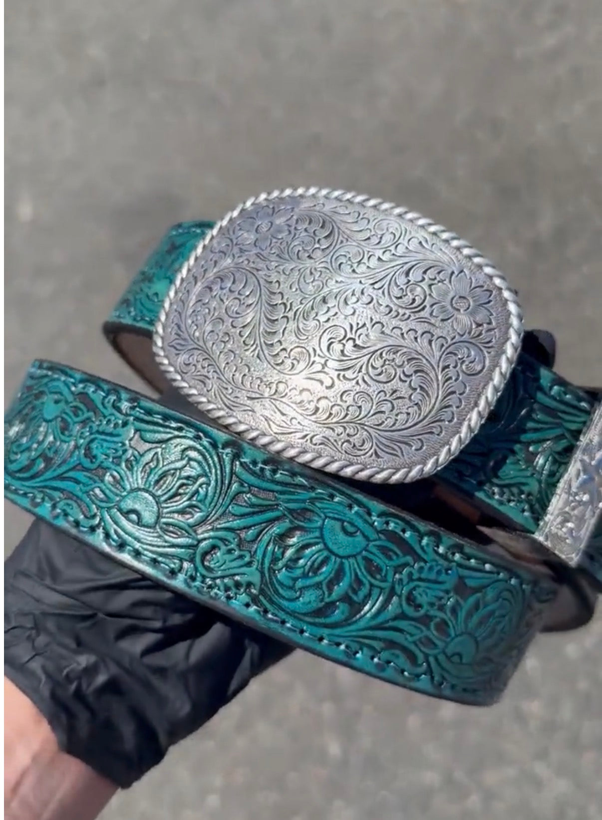 HandTooled Sunflower Belt, (1.5’’) Hand Painted Belt with Removable Western Sunflower Buckle