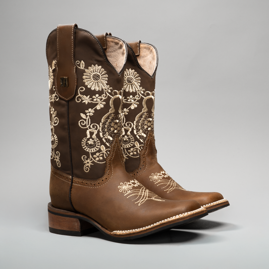 BRENDA | WOMEN'S EMBROIDERED SQUARE TOE COWBOY BOOTS