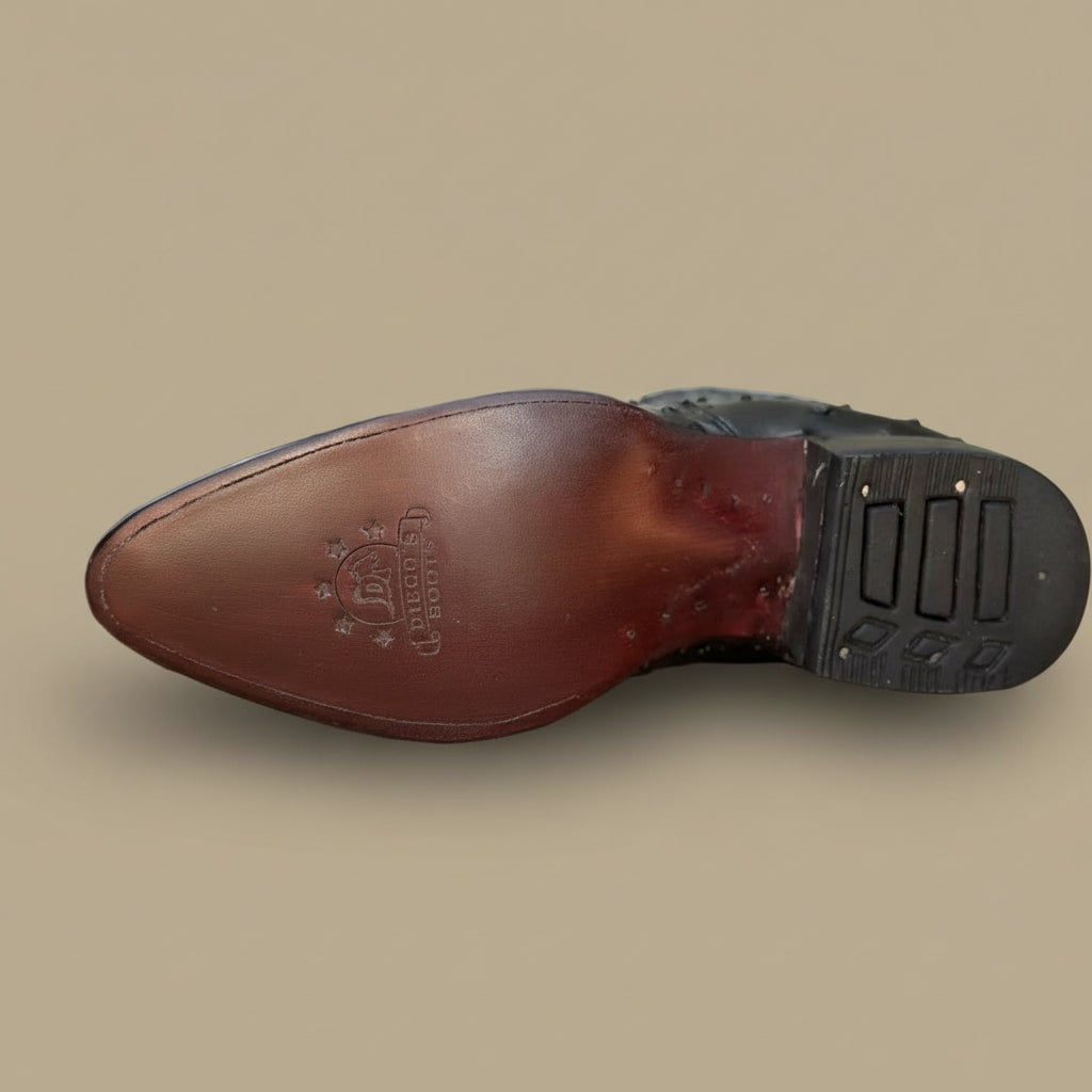 DB-301 AVESTRUZ IMITACIÓN NEGRO - BOTINES VAQUEROS EXOTICOS PARA HOMBRE