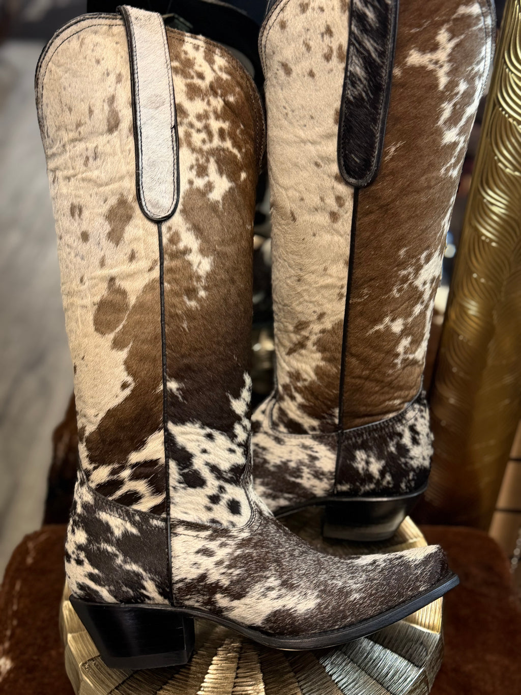 White Diamonds Boots
Snip Toe Hair-On Hide Cowgirl Boots