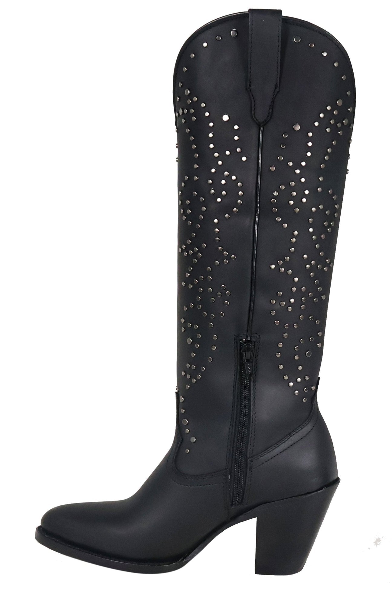 Taylor | All Leather Snip Toe Knee High Boots (Black)