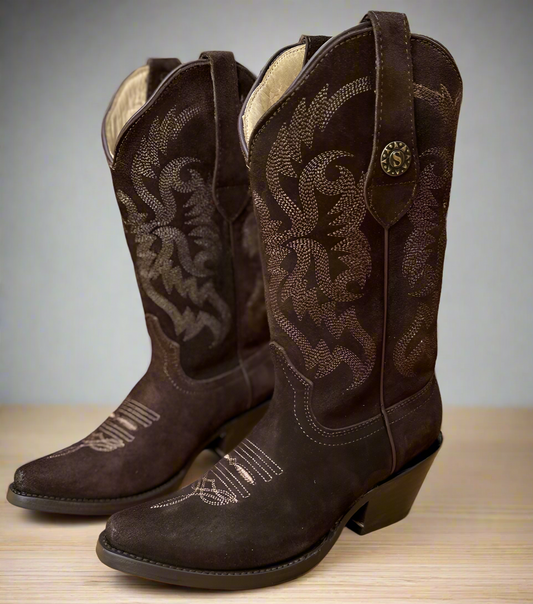 SB-SANTA FE BROWN - SUEDE WESTERN BOOTS FOR WOMEN