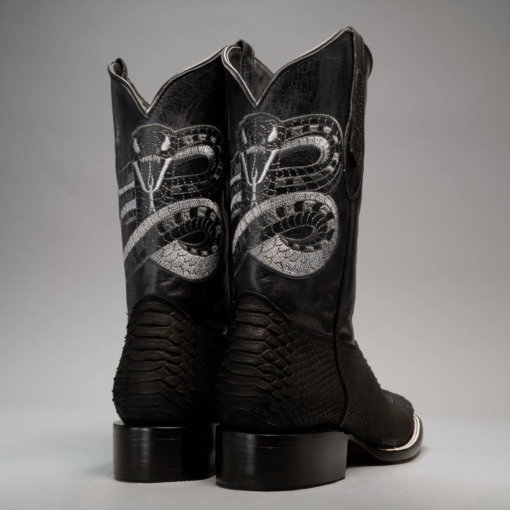 MEN'S VIPER PYTHON SQUARE TOE COWBOY BOOTS AND BELT COMBO