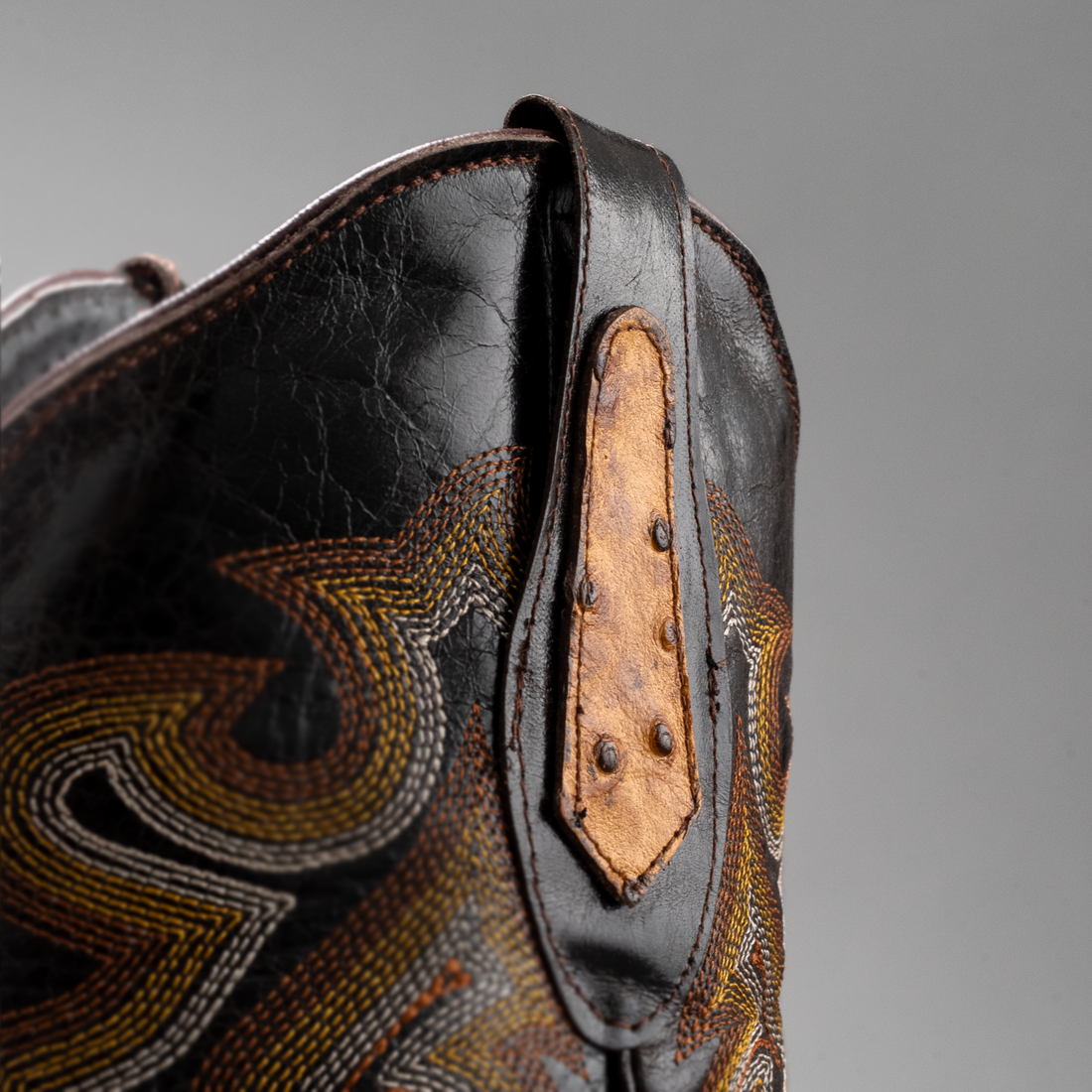 MEN'S OSTRICH LEATHER SQUARE TOE COWBOY BOOTS