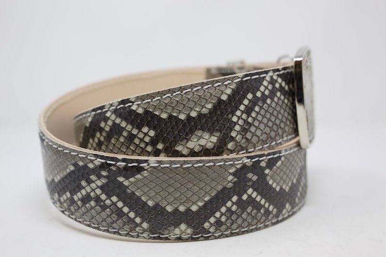 Snake Belly Belt, Exotic Leather Belt with Removable Western Buckle