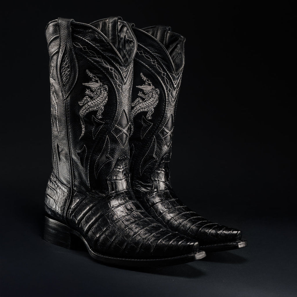 MEN'S 608 SNIP TOE EXOTIC CAIMAN BELLY WESTERN COWBOY BOOT