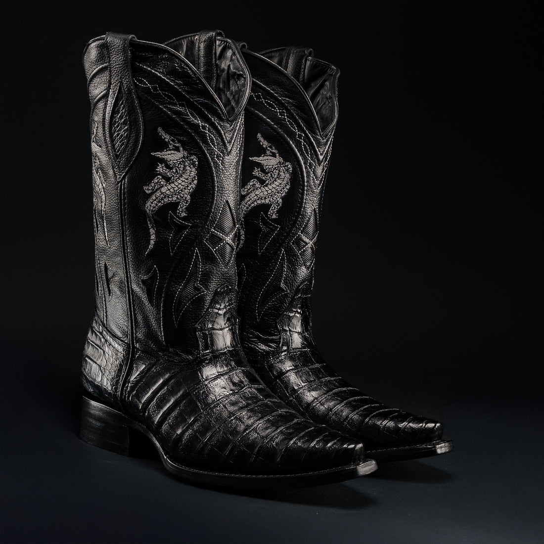 MEN'S 608 SNIP TOE EXOTIC CAIMAN BELLY WESTERN COWBOY BOOT