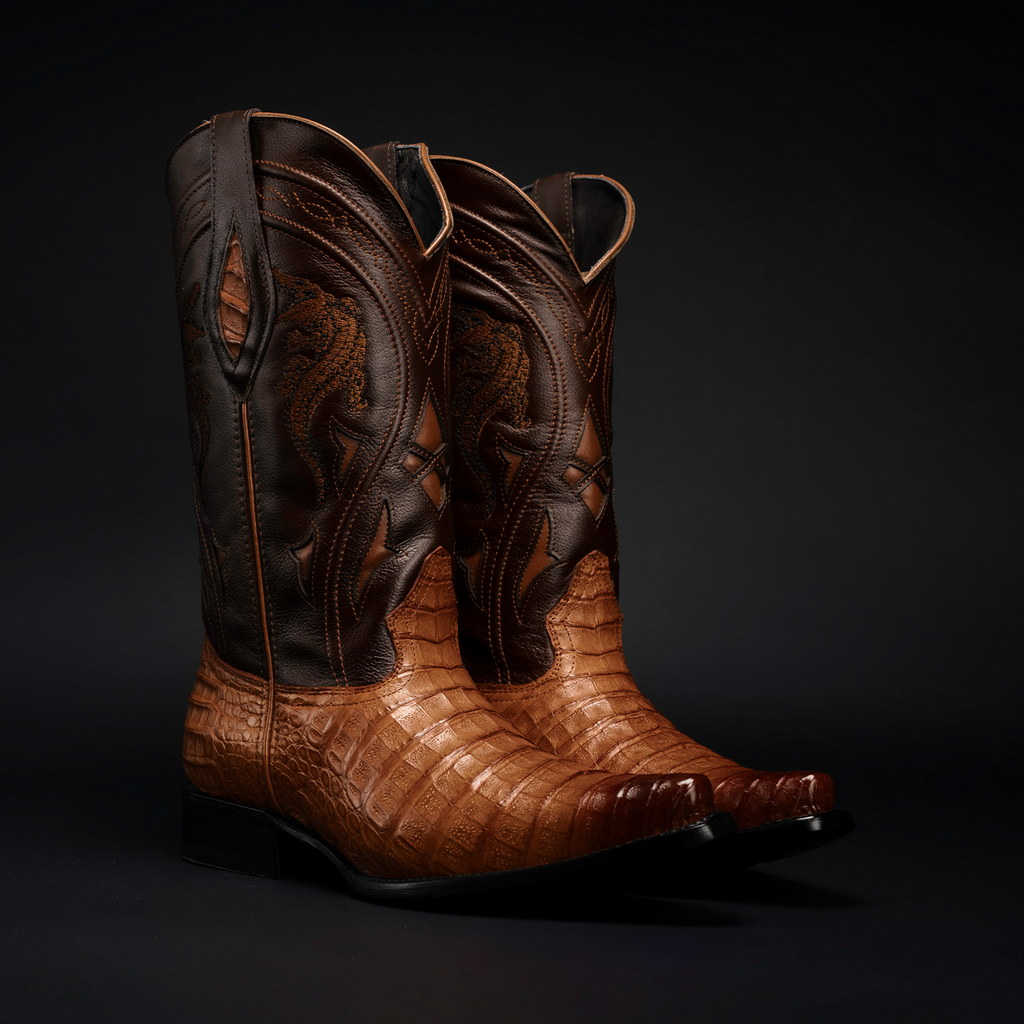 MEN'S 608 SNIP TOE EXOTIC CAIMAN BELLY WESTERN COWBOY BOOT