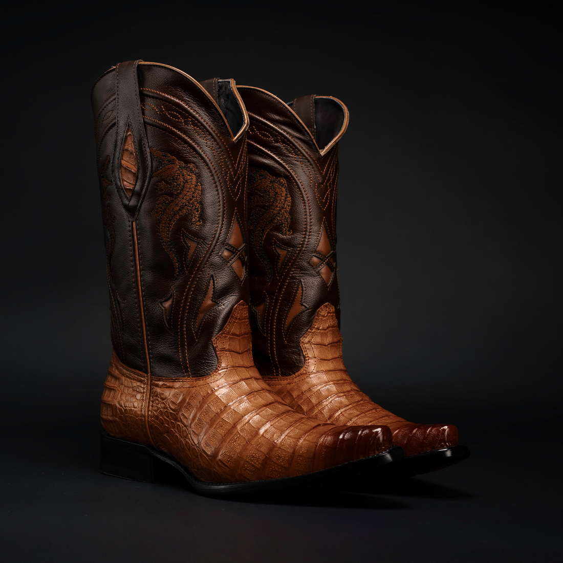 MEN'S 608 SNIP TOE EXOTIC CAIMAN BELLY WESTERN COWBOY BOOT