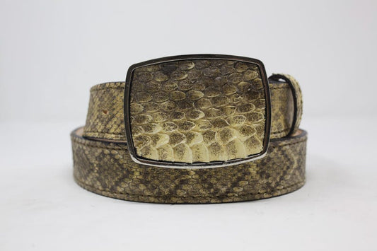 Diamondback Rattlesnake Leather Belt with Removable Buckle