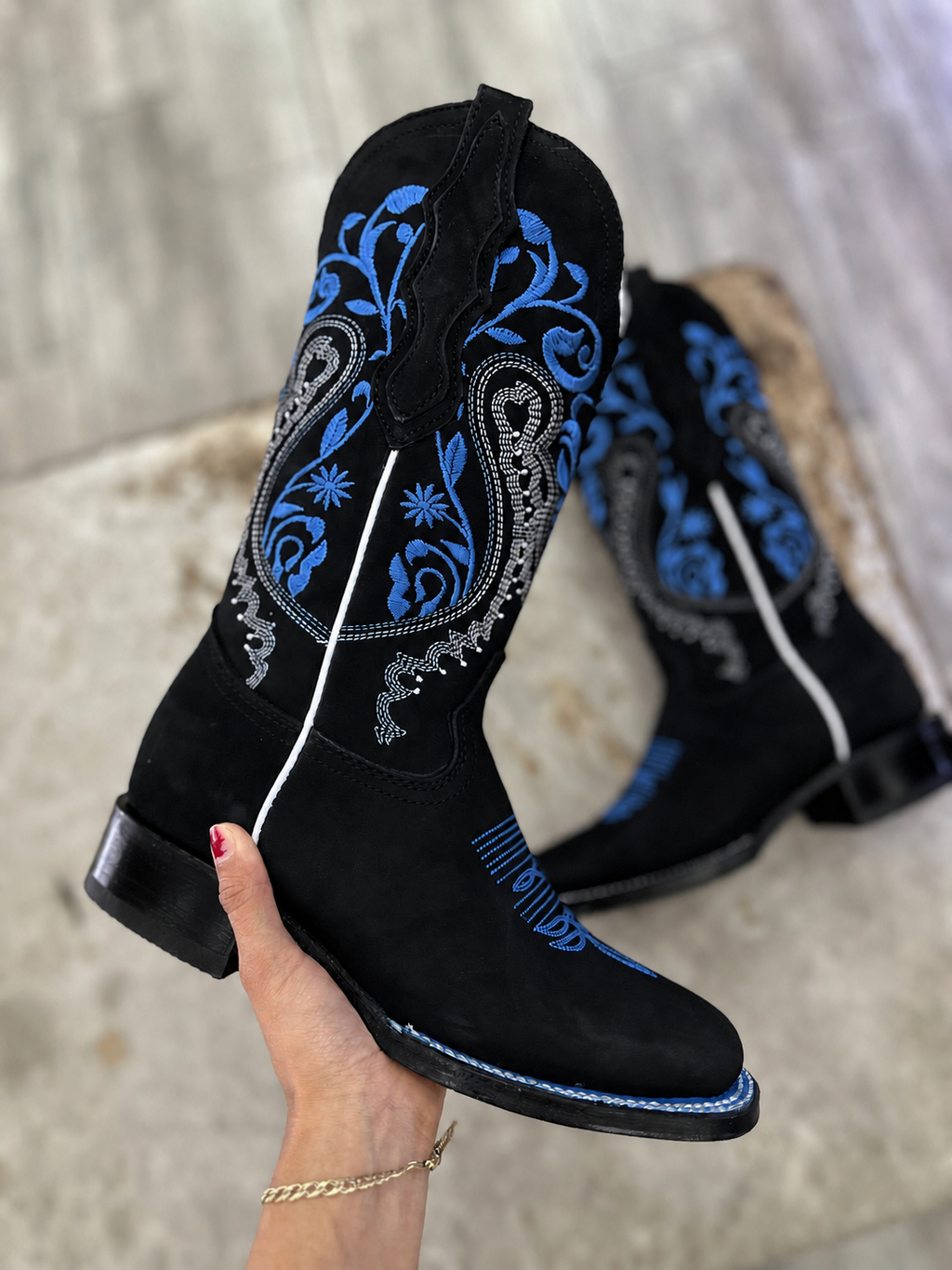 Norma| Women’s Blue Embroidered Rodeo Boots