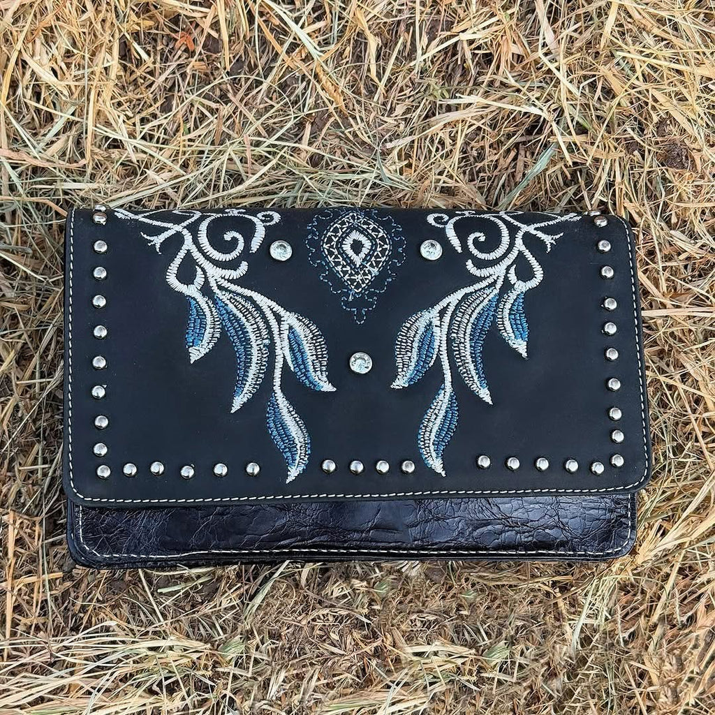 Silverton Mary All Leather Western Clutch Bag (Black)