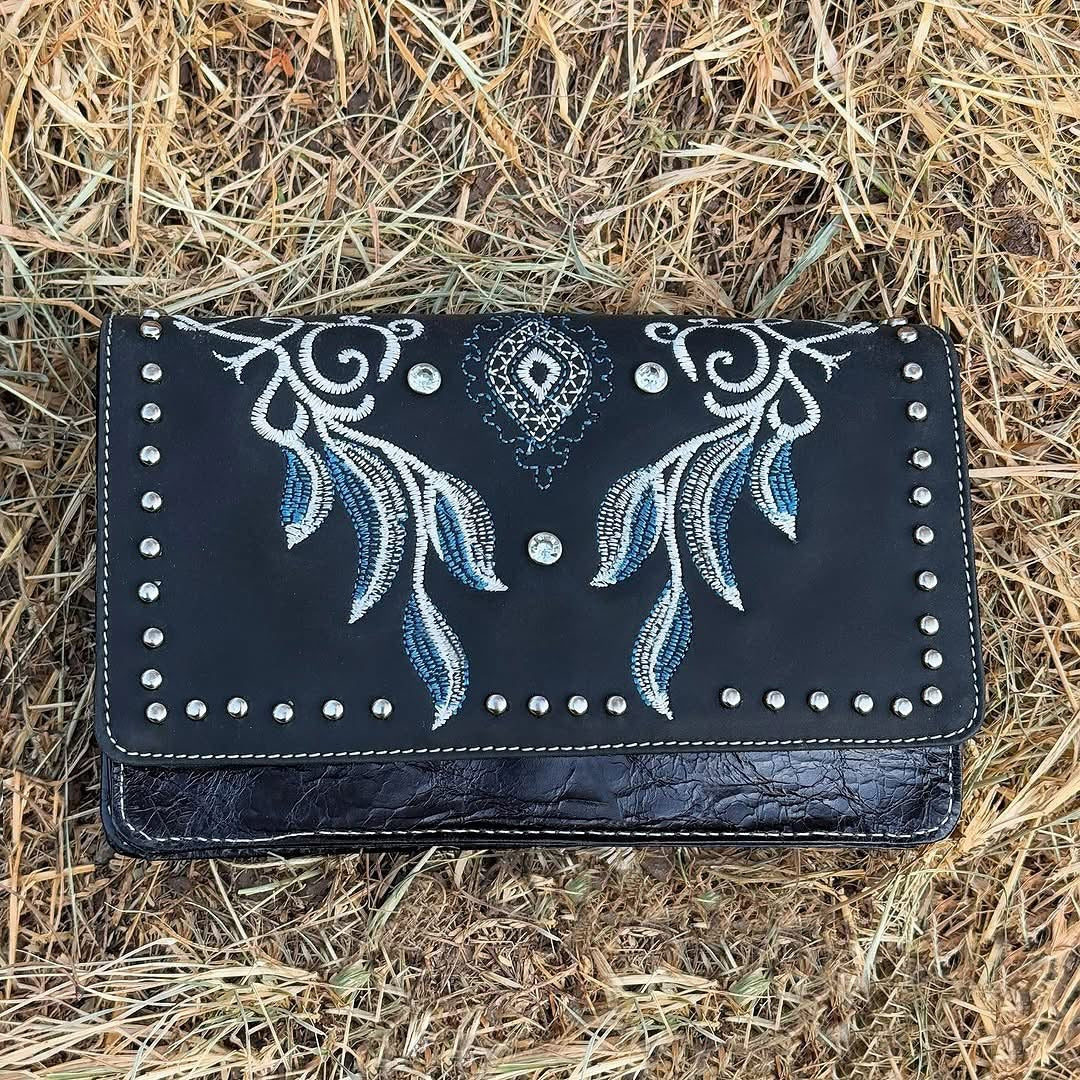 Silverton Mary All Leather Western Clutch Bag (Black)