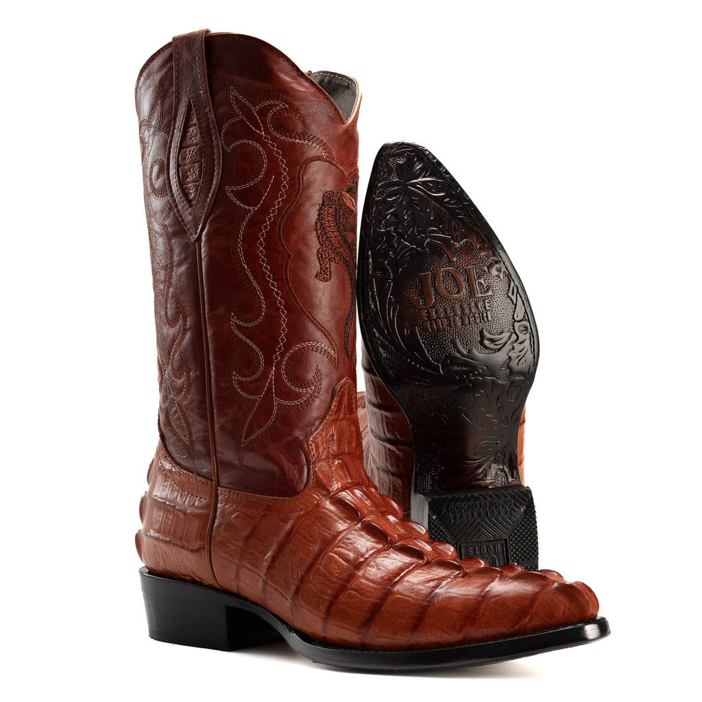 MEN'S CAIMAN J TOE COWBOY BOOTS AND BELT COMBO