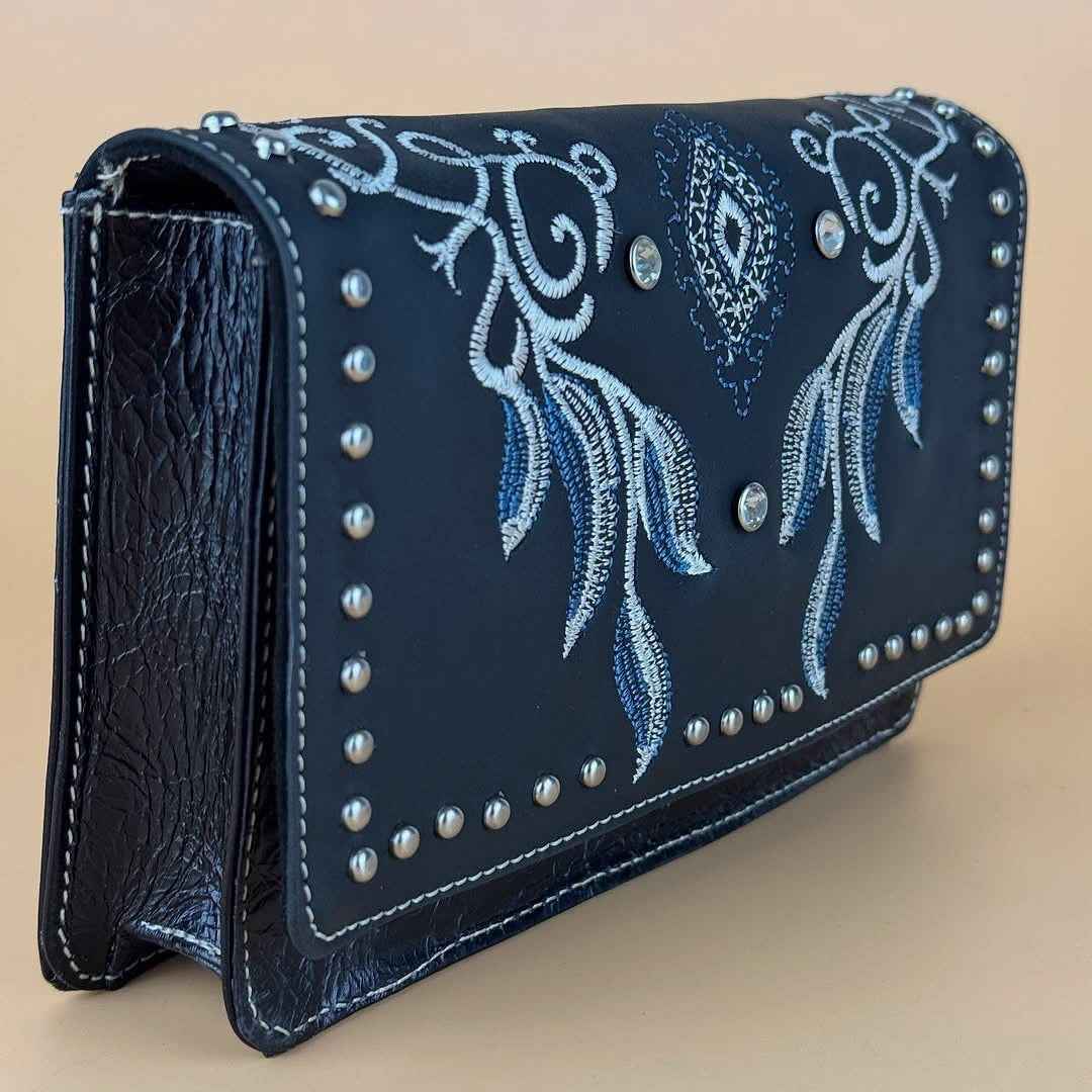Silverton Mary All Leather Western Clutch Bag (Black)