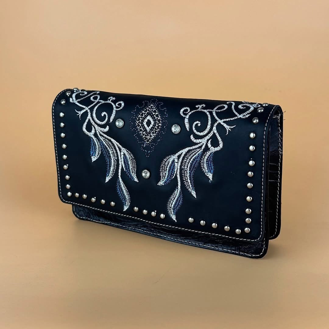 Silverton Mary All Leather Western Clutch Bag (Black)