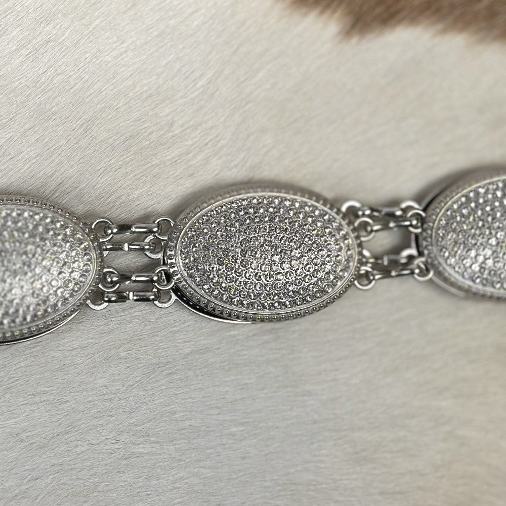 WOMEN’S WESTERN STYLE RHINESTONE CONCHO CHAIN BELT