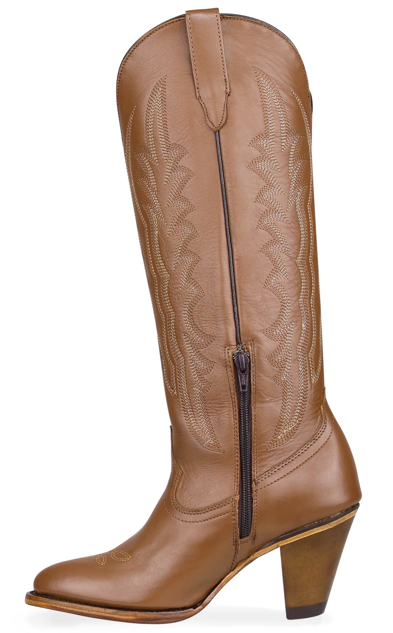 Destiny |All Leather Snip Toe Knee High Boots (Honey)