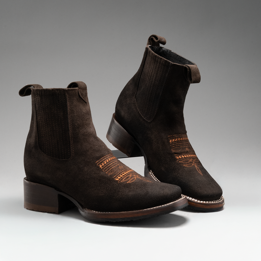 WOMEN'S 723 NOBUCK SQUARE TOE ANKLE BOOTS CHOCOLATE