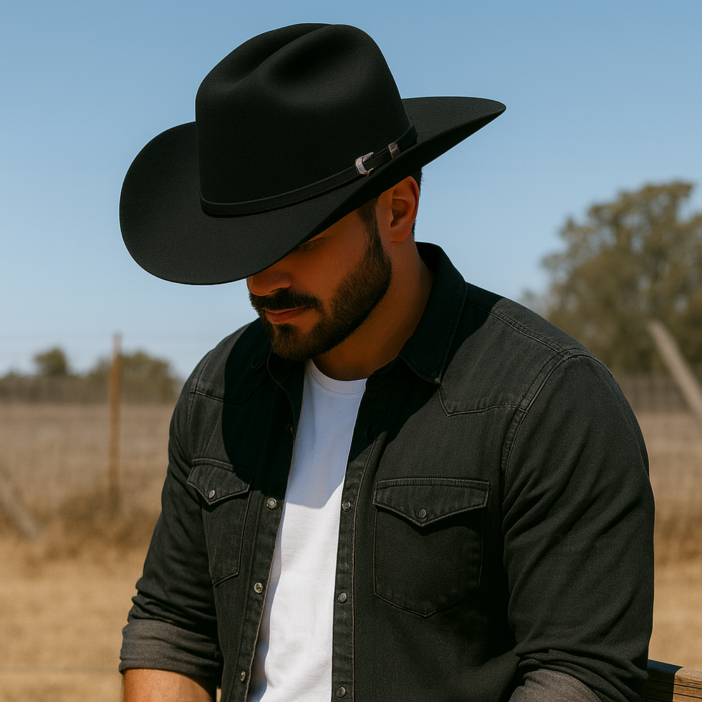 BLACK 50X FELT PANTER 3.5 TEXANA COWBOY HAT RODEO CARTIE