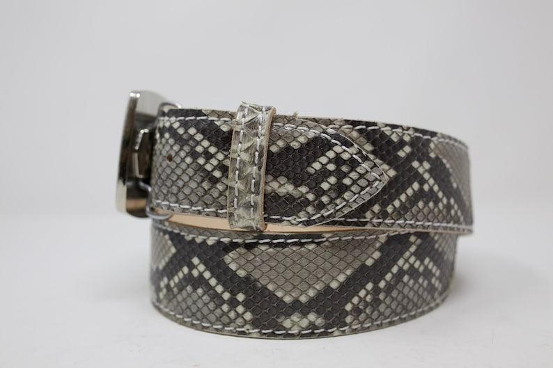 Snake Belly Belt, Exotic Leather Belt with Removable Western Buckle