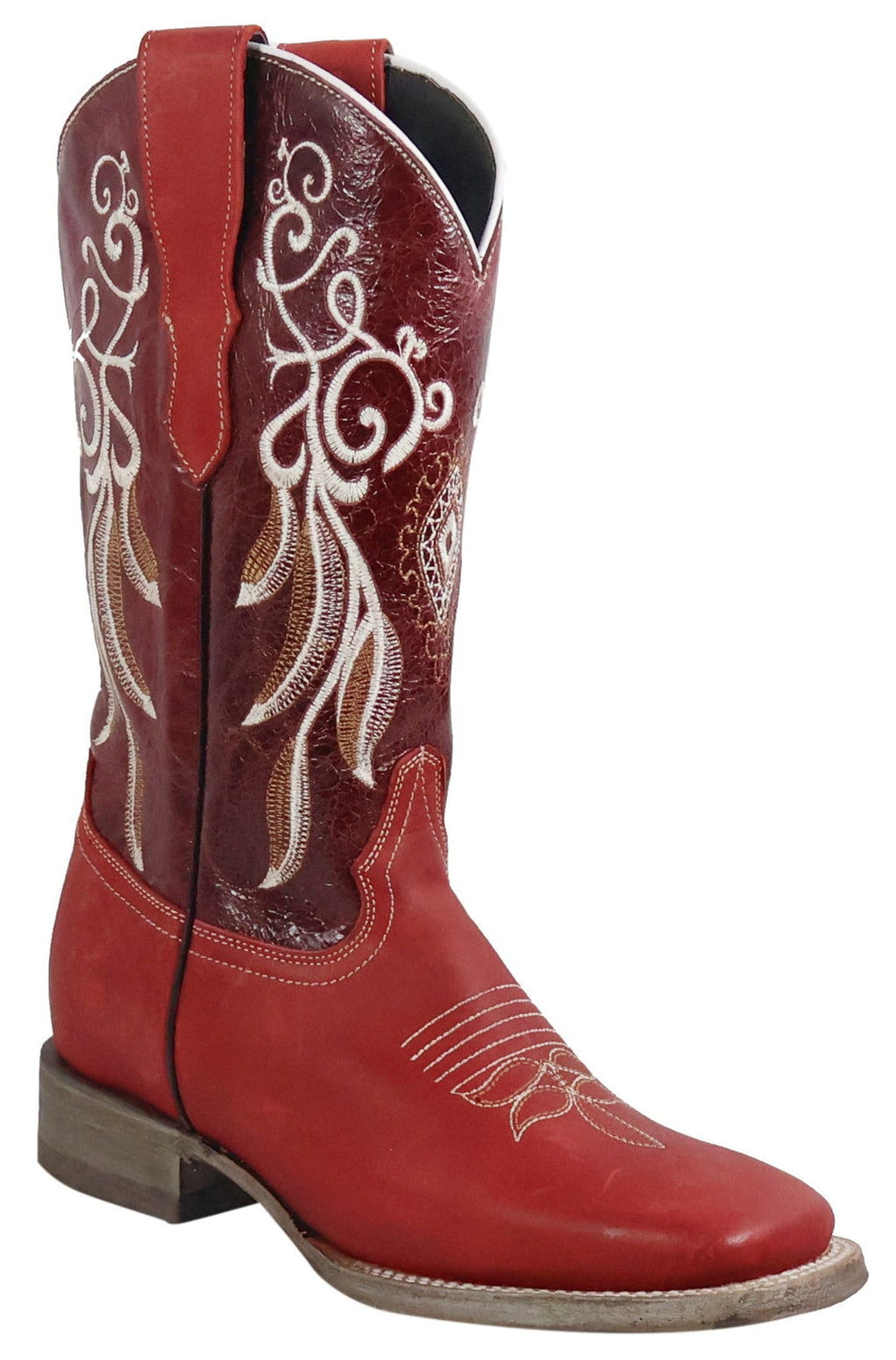 Mary | All Leather Wide Square Toe Boots (Red)