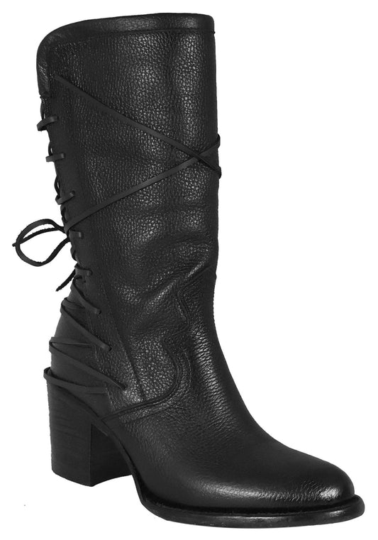 Juliet| All Leather Round Boots (Black )