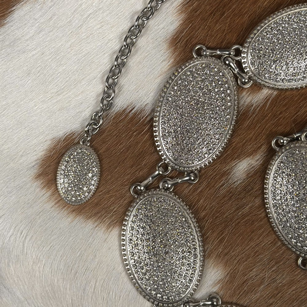 WOMEN’S WESTERN STYLE RHINESTONE CONCHO CHAIN BELT