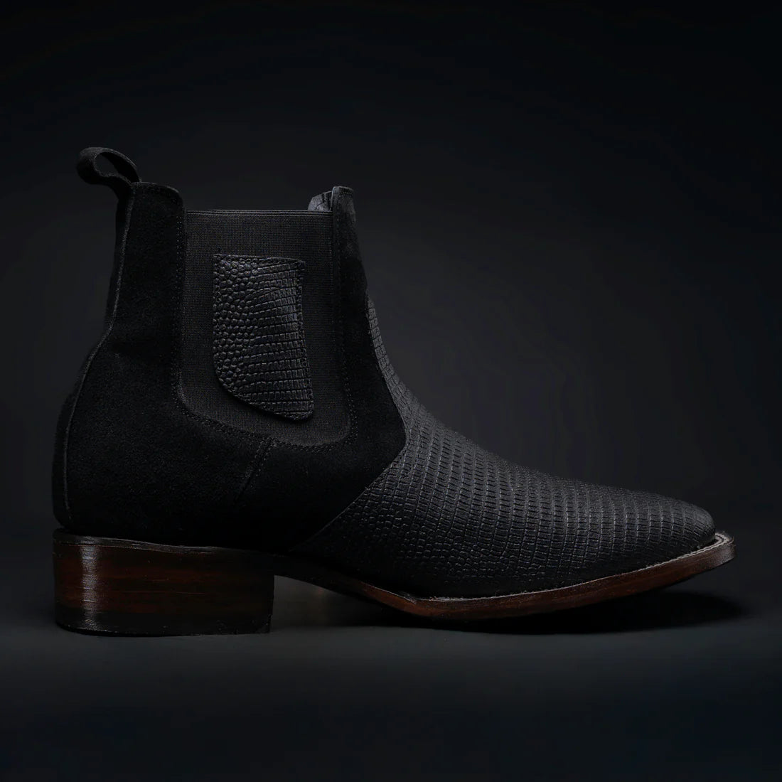 MEN'S LIZARD ANKLE SQUARE TOE BOOT