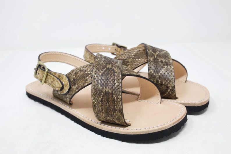 Diamondback Rattlesnake Leather Sandals, Huarache, Exotic Snake Sandal, Western Sandal