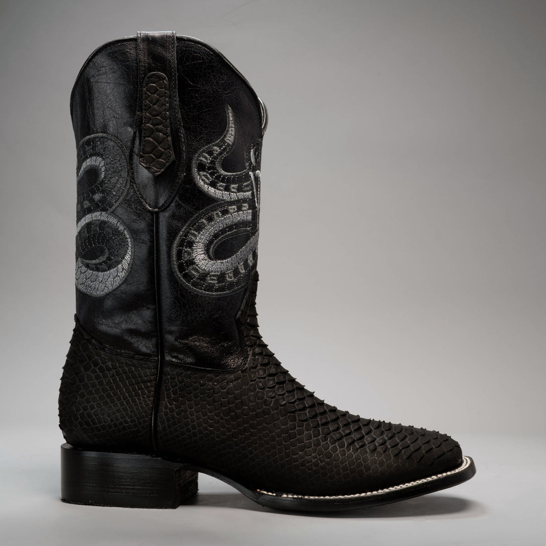 MEN'S VIPER PYTHON SQUARE TOE COWBOY BOOTS AND BELT COMBO