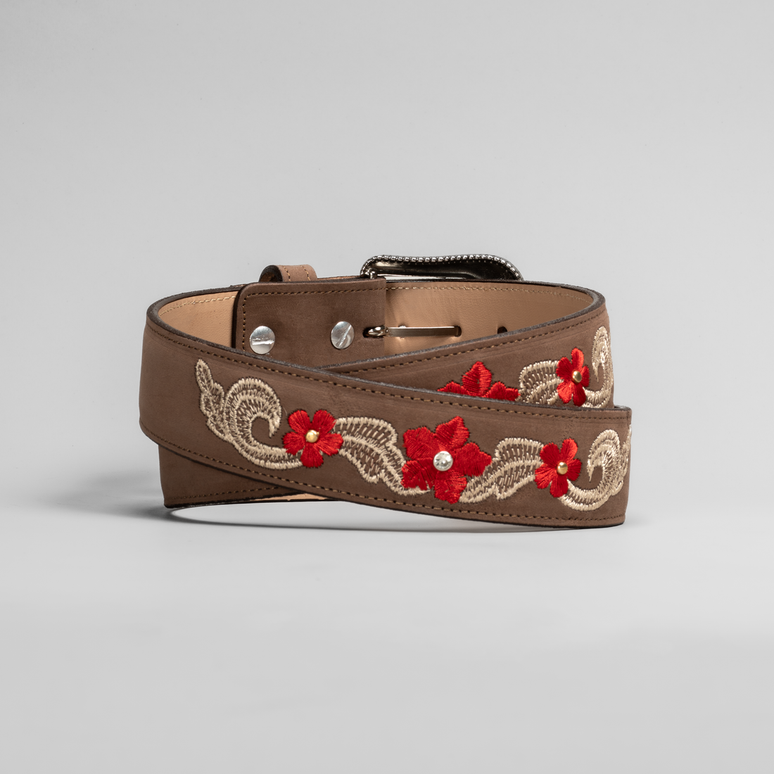 WOMEN'S JASMINE LEATHER ARTISANAL EMBROIDERY COWBOY BELT