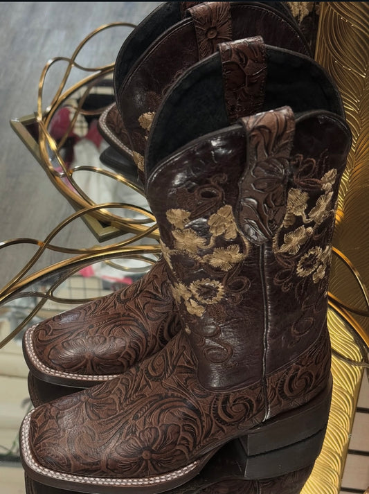 Daysi | Women’s Square Toe Hand-tooled Boots