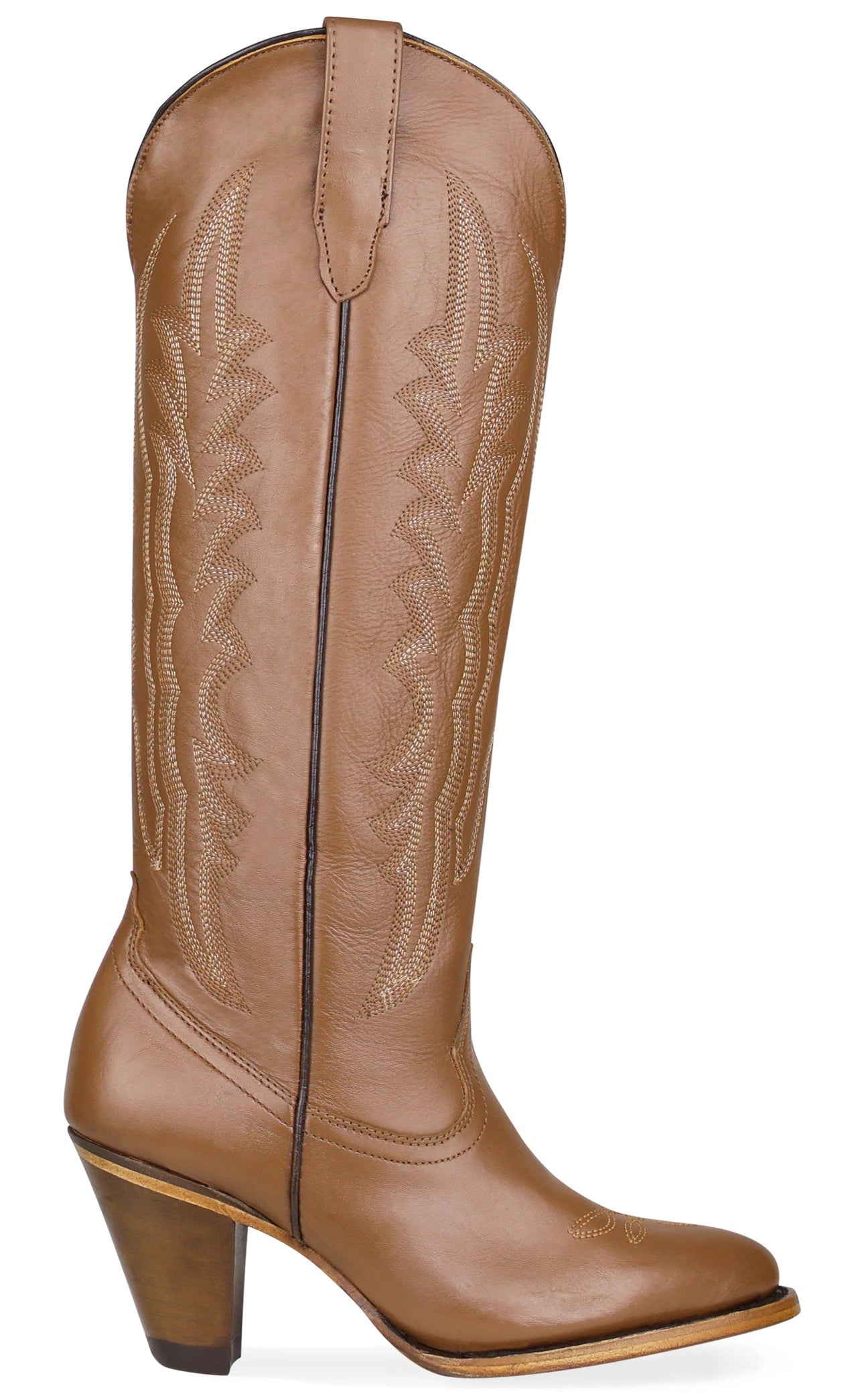 Destiny |All Leather Snip Toe Knee High Boots (Honey)
