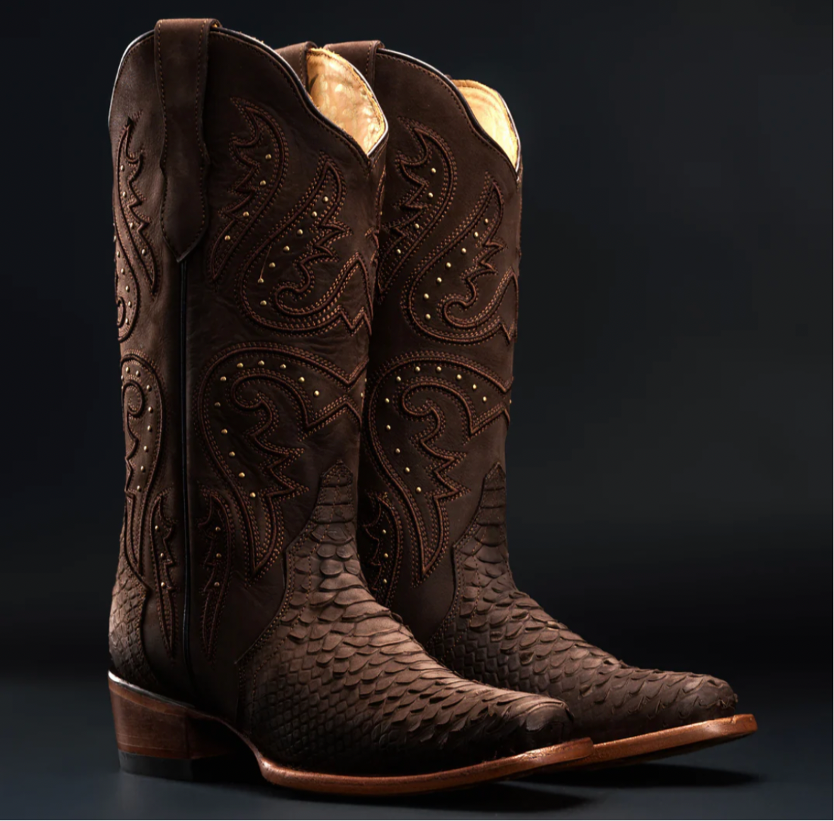 WOMEN'S BROWN MAMBA PYTHON TRIBUTE SQUARE TOE